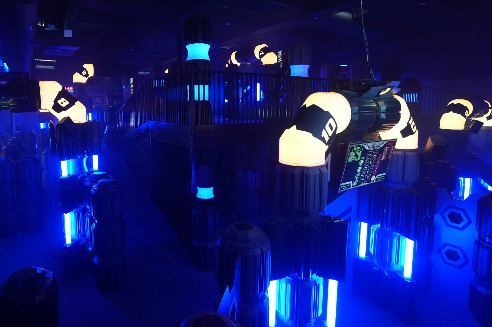 Neon laser tag arena interior